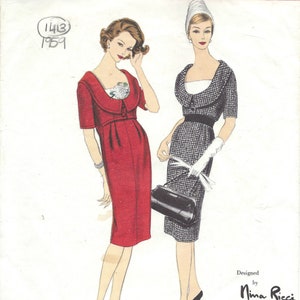 1959 Vintage VOGUE Schnittmuster B34 DRESS (1413) Von Nina Ricci Vogue 1444