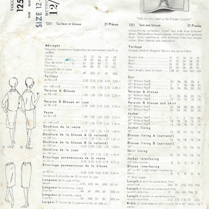 Patron De Couture VOGUE Années 1960 - Ensemble Veste/jupe/blouse Par Patou, Référence B32 - Neuf