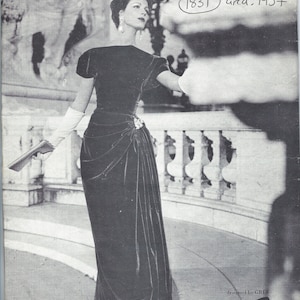 1957 Vintage VOGUE Patrón de costura B38″ VESTIDO de una sola pieza (1831) Por Gres Vogue 1386