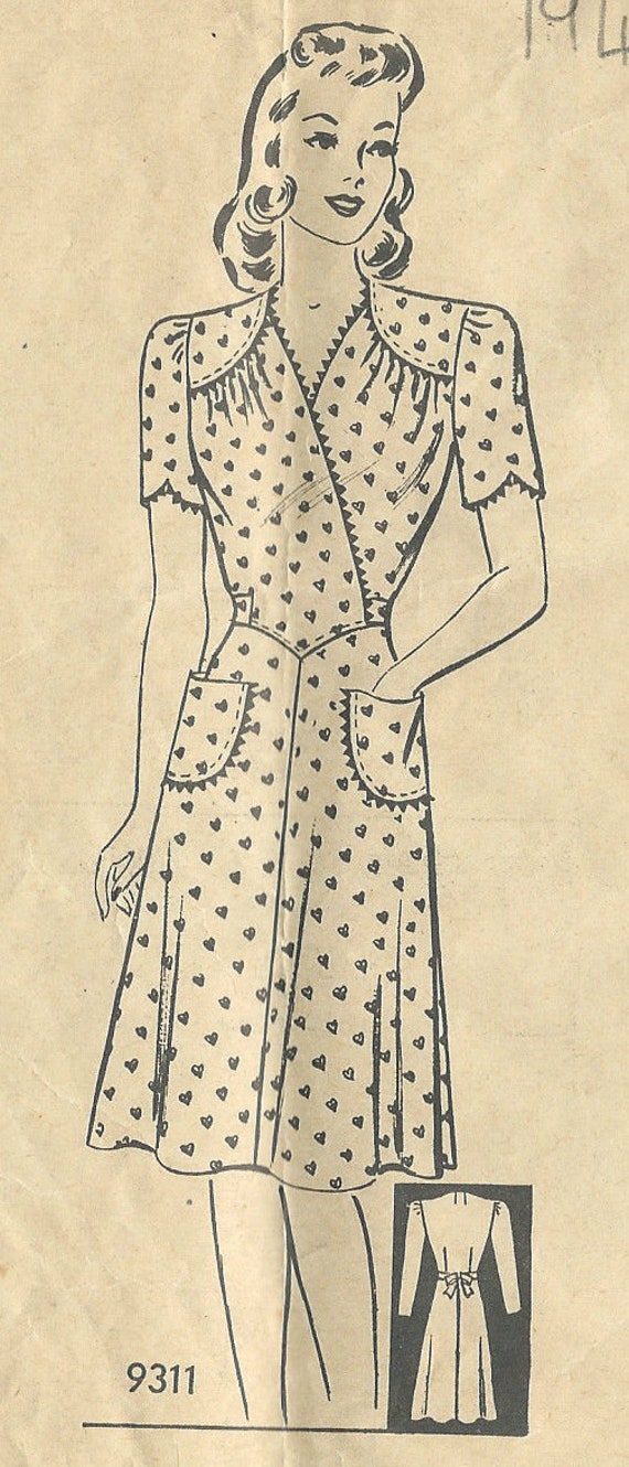 Patron Couture Robe Vintage Années 1940 Economy Design B36 (R69) - Neuf, Gabarit Non Découpé