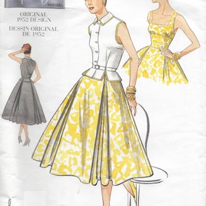 1952 Vintage VOGUE Schnittmuster KLEIDER-TOP 36-38cm (R405) Vogue 2561