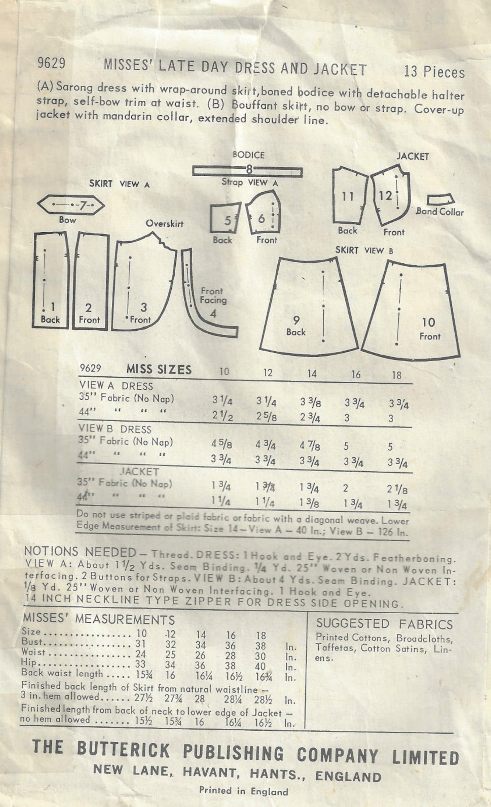 Patron De Couture Vintage Butterick 6120 – Années 1970 – Pour Chemisier Femme – Taille B34 – Pièces Non Découpées