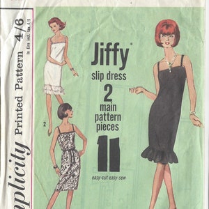 May include: Simplicity sewing pattern number 6007 for a Jiffy slip dress. The pattern includes two main pieces and is easy-cut and easy-sew. The pattern is for size 16 with a bust measurement of 91.4 cm.