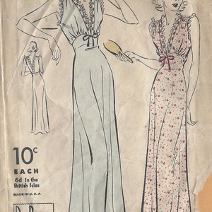 1940s Vintage Sewing Pattern B36&quot; NIGHTDRESS-NEGLIGEE (232)  Du Barry 2326B