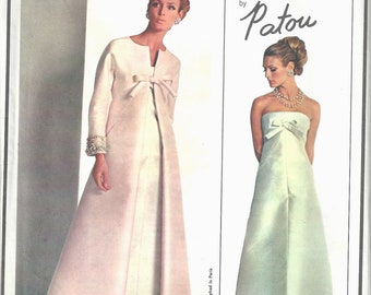 1965 Vintage VOGUE Sewing Pattern B34 EVENING DRESS & Coat (1628) by Patou Vogue 1543