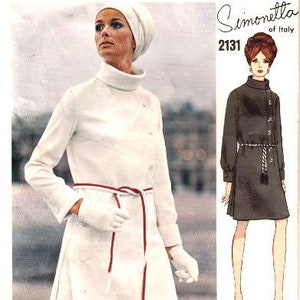 1969 Vintage VOGUE Symönster KLÄNNING B32 1/2 (1721) Simonetta av Italien VOGUE 2131