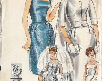 1960s Vintage VOGUE Sewing Pattern B36" WEDDING DRESS, Train & Jacket (RRR252) Vogue 4218