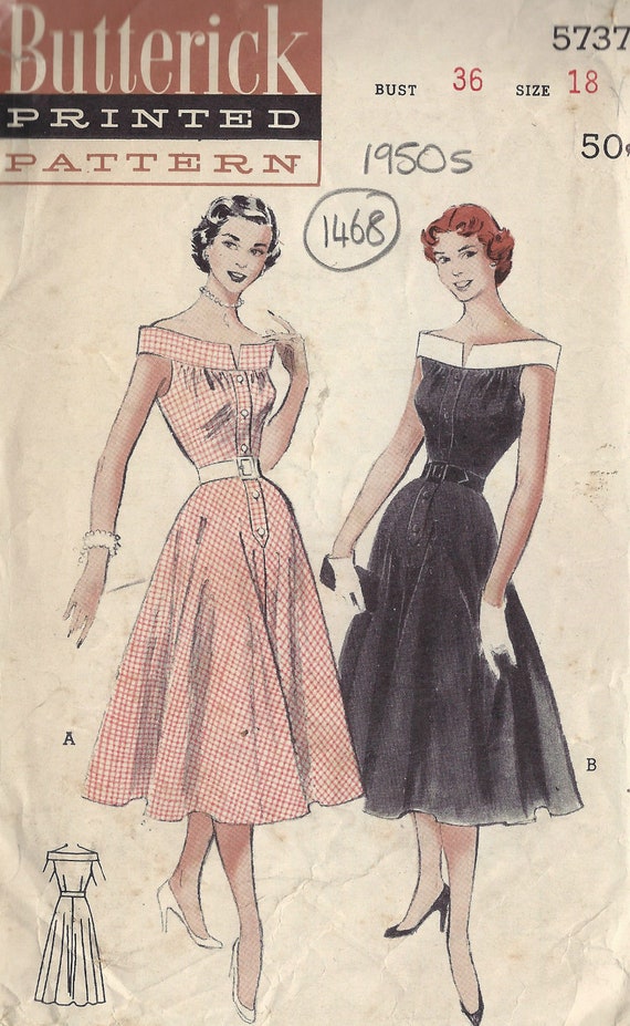 Patron De Couture Vintage McCalls 1954 - Robe Style Années 50 - Taille Environ 10 (B36-S-18) - Neuf