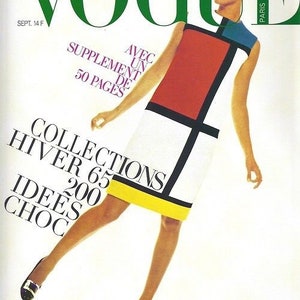 1966 Vintage VOGUE Sewing Pattern B31.5-38 Mondrian DRESS 1667 By Yves Saint Laurent Vogue V1557 & Vogue V9048 image 7