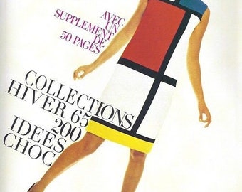 Patron de couture VOGUE vintage B31.5-38 de 1966, ROBE Mondrian (1667) par Yves Saint Laurent Vogue V1557 & Vogue V9048