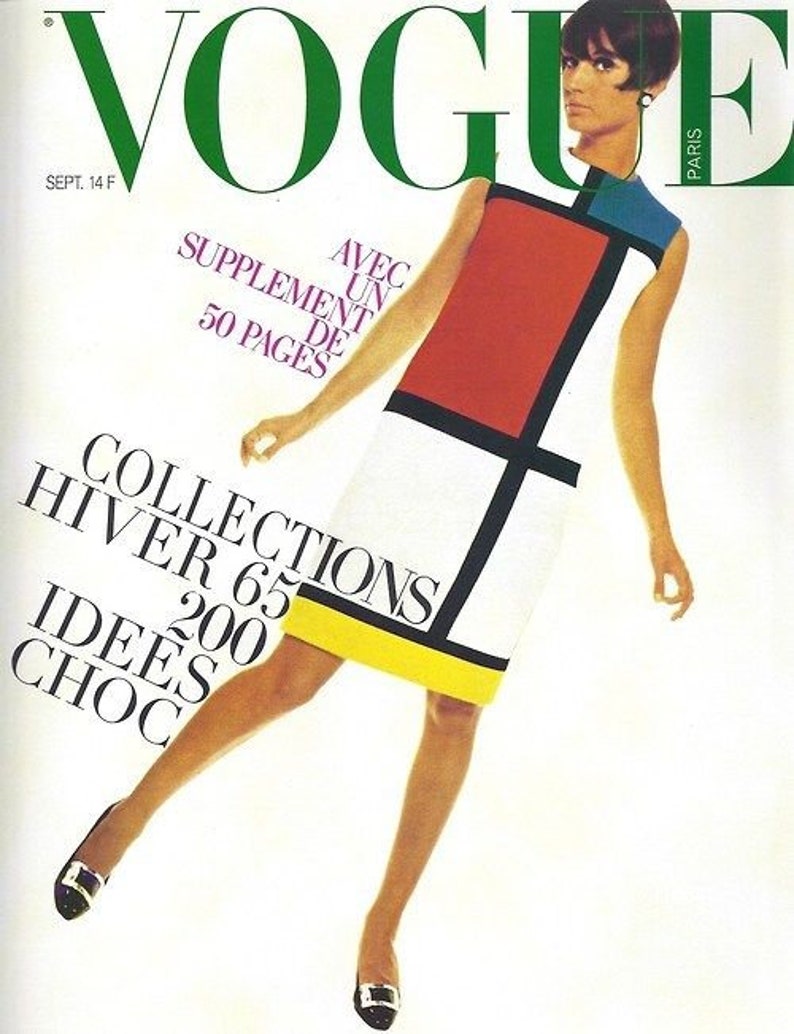 1966 Vintage VOGUE Sewing Pattern B31.5-38 Mondrian DRESS 1667 By Yves Saint Laurent Vogue V1557 & Vogue V9048 image 7