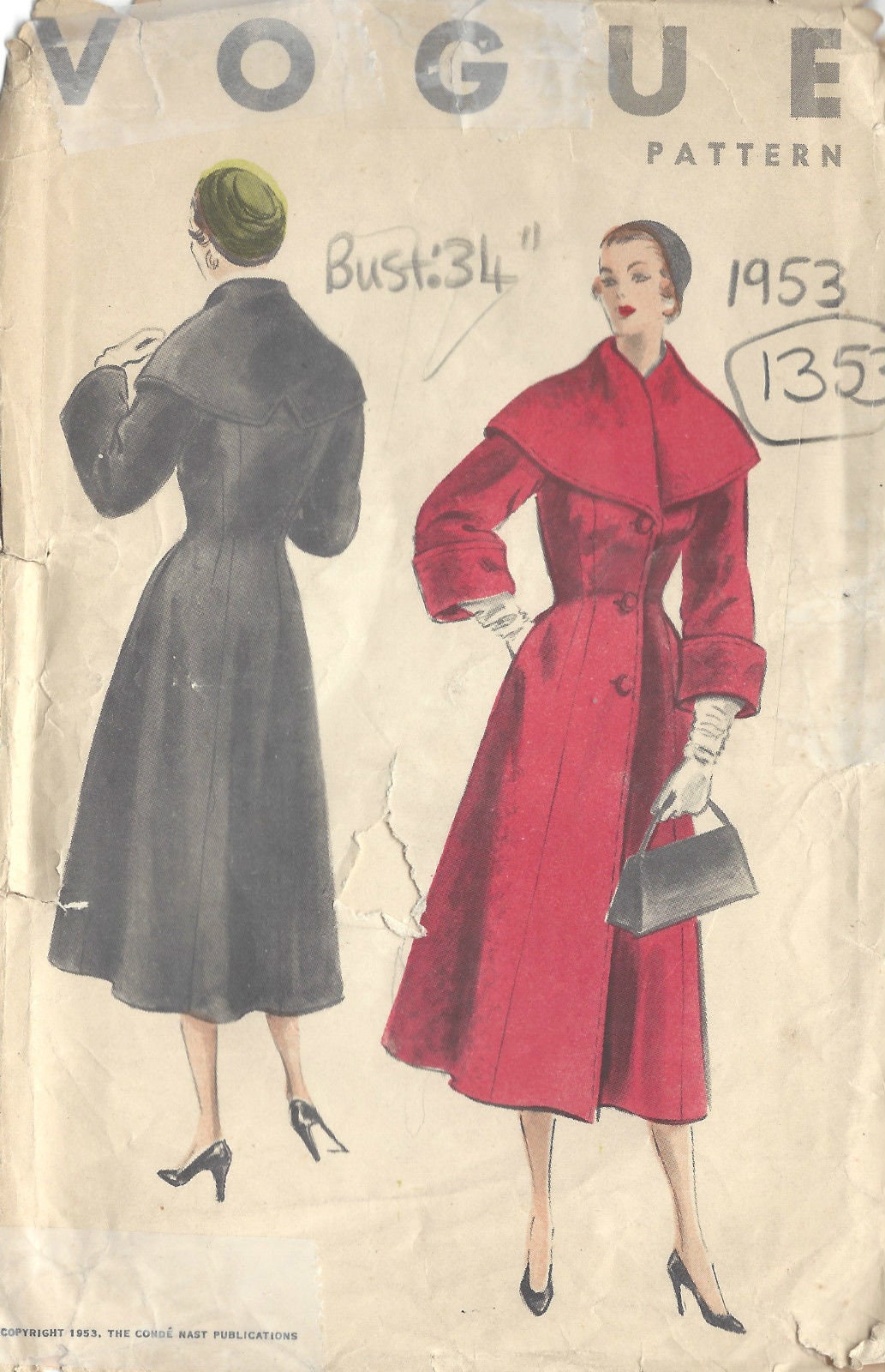 Patron De Couture Vintage Vogue 1963 - Manteau Chesterfield Pour Femme - Pièces Non Découpées, échelle Gabarit B34