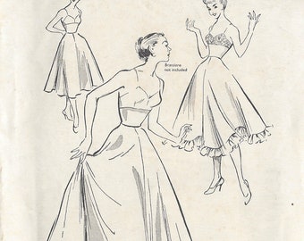 1950s Vintage Sewing Pattern PETTICOAT W24" (R534) By Le Roy 1020