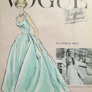 1956 Vintage VOGUE Sewing Pattern B36 DRESS Evening GOWN (1409)  Jacques Heim  Vogue 1343