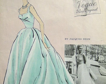 1956 Vintage VOGUE Sewing Pattern B36 DRESS Evening GOWN (1409)  Jacques Heim  Vogue 1343