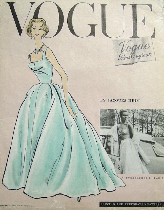 1956 Vintage VOGUE Sewing Pattern B36 DRESS Evening GOWN (1409