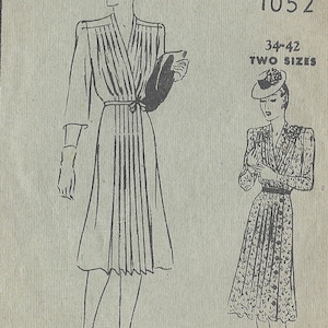 1940s Vintage Schnittmuster B 100 cm DRESS (R106) Butterick 1052