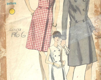 1966 Vintage VOGUE Sewing Pattern B38" DRESS (1621)  Vogue 6854