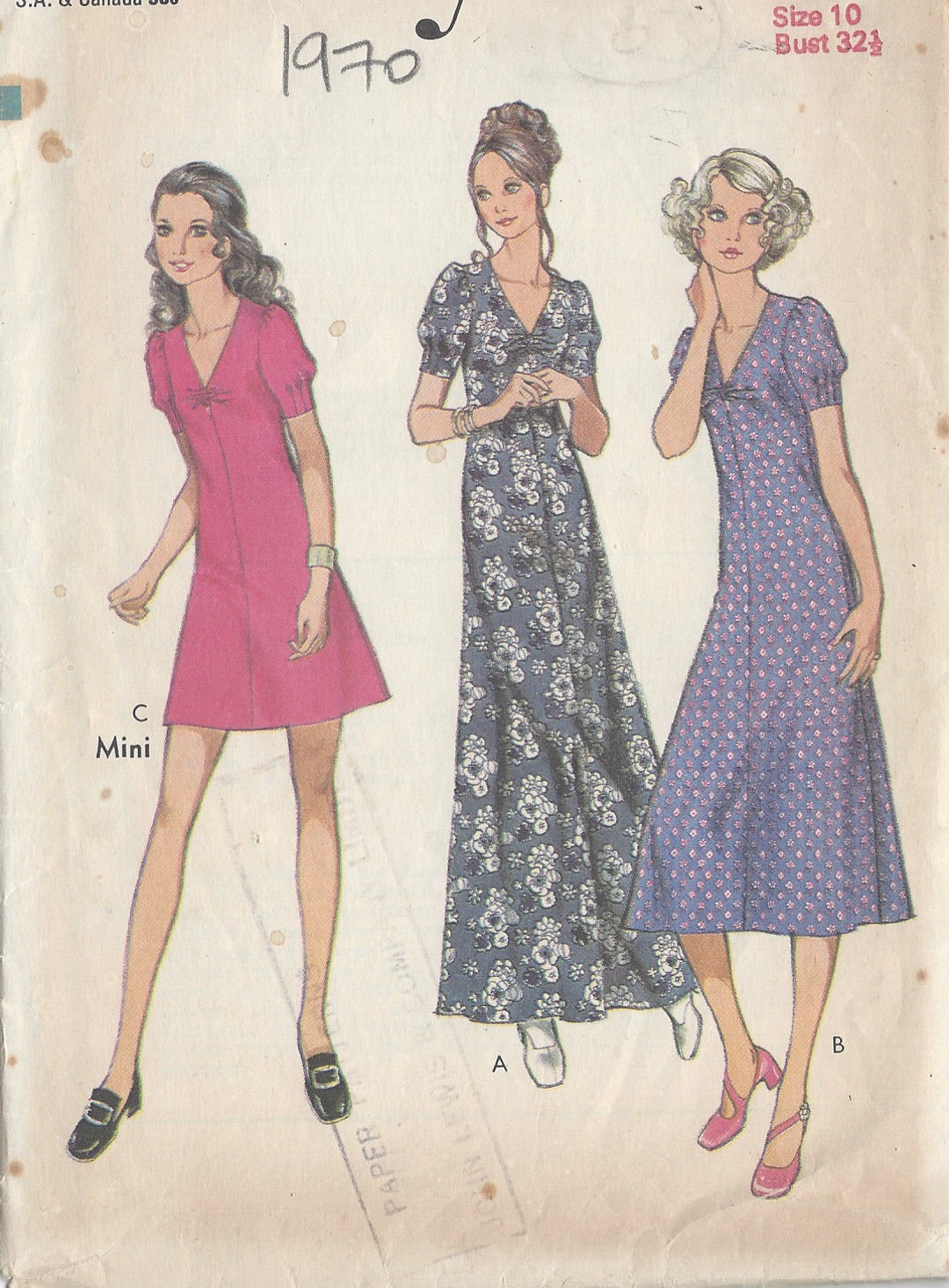 1970 Vintage Sewing Pattern B32 1/2