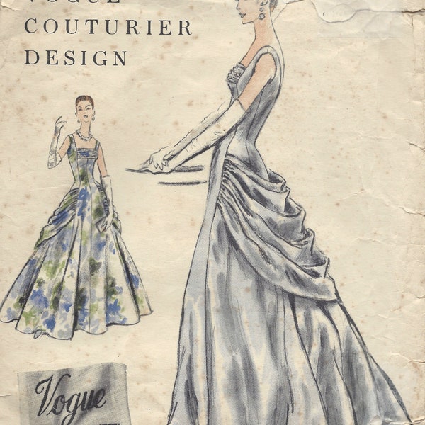 1955 Vintage VOGUE Sewing Pattern B32 DRESS EVENING Gown (1151)   Vogue 884