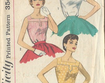 1957 Vintage Sewing Pattern B34 BLOUSE (1002)   By Simplicity 2120
