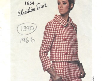 Vintage 1966 VOGUE patron de couture B34 costume blouse veste robe (1390RR) Dior Vogue 1654