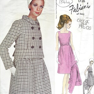 Jaren 60 Vintage VOGUE-naaipatroon B32 JAS & JURK (1844) door Fabiani uit Italië Vogue 1736