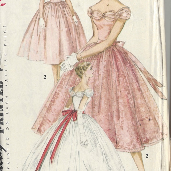 1956 Vintage Sewing Pattern EVENING DRESS B36" (R603)   Simplicity 1770