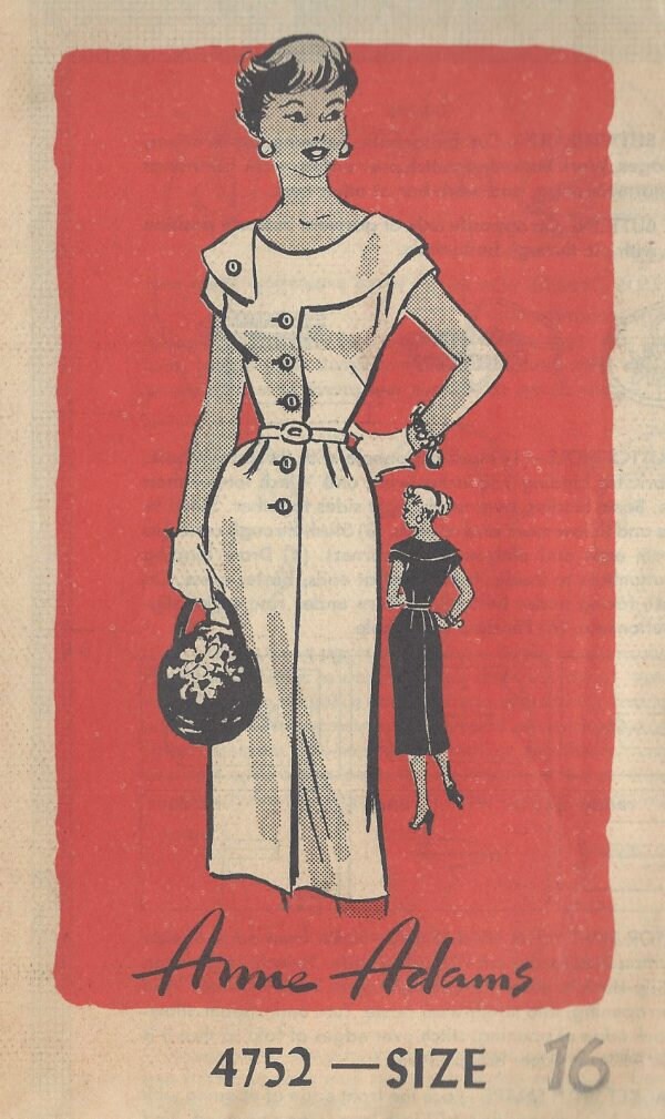 1950s Vintage Sewing Pattern DRESS B34 (R986) by Anne Adams 4752