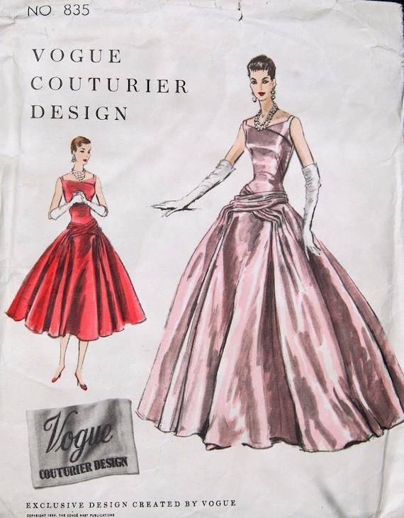 1954 Vintage VOGUE Sewing Pattern B34" DRESS (1706) Vogue 835 - Etsy