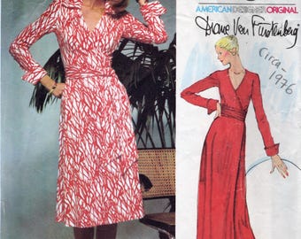 1976 Vintage VOGUE Sewing Pattern WRAP DRESS B38” (2246) Diane Von Furstenberg 1549
