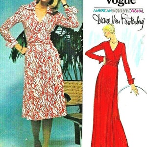 1976 Vintage VOGUE Sewing Pattern WRAP DRESS B36″ (1890) Diane Von Furstenberg Vogue 1549