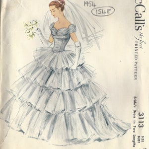 1954 Vintage Sewing Pattern B30in WEDDING BRIDES DRESS (1549)  McCall’s 3113