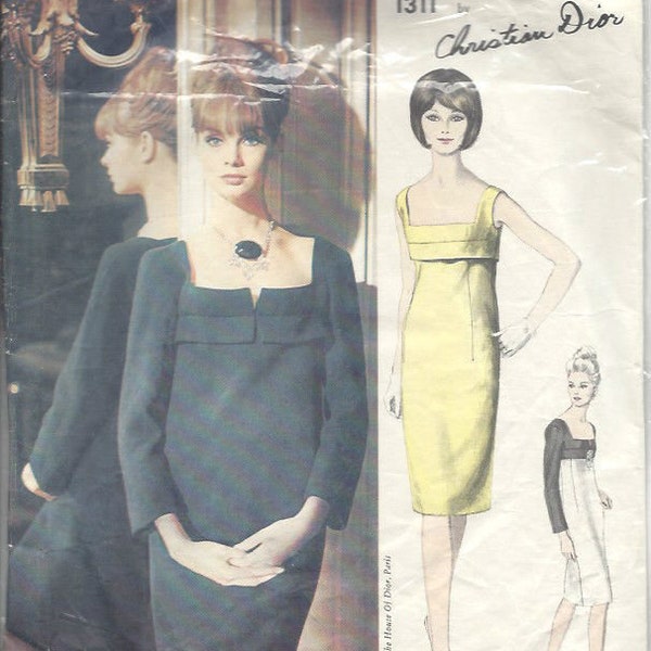 1964 Vintage VOGUE Schnittmuster B36″ DRESS (1511) Von Christian Dior VOGUE 1311