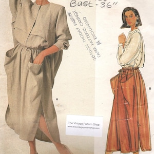 1980-tals vintage VOGUE sömnadsmönster (byst 36″) jacka och kjol (2516) av Issey Miyake VOGUE 1381