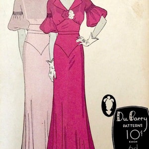 1930s Vintage Sewing Pattern B36 DRESS (1747) Du Barry 727A