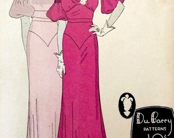 Patron De Couture Vintage Années 1930 - Robe Du Barry, Référence B36/1747, Pièces Complètes