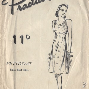1940s Vintage Sewing Pattern B36 PETTICOAT SLIP (R612) By  Practical 6209