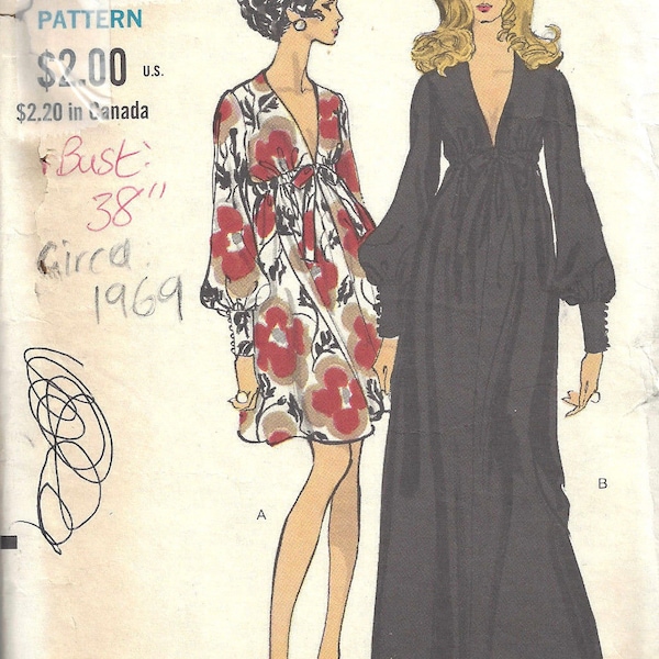 1969 Vintage VOGUE Schnittmuster KLEID B38 (1754) Vogue 7630