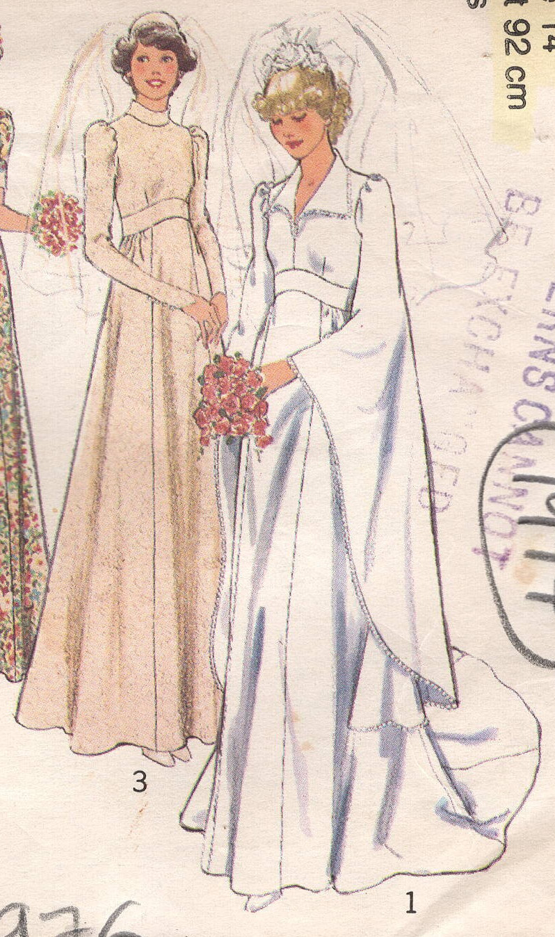 1976 Vintage Sewing Pattern B34″ WEDDING & BRIDESMAID DRESS (2201) Style 1787