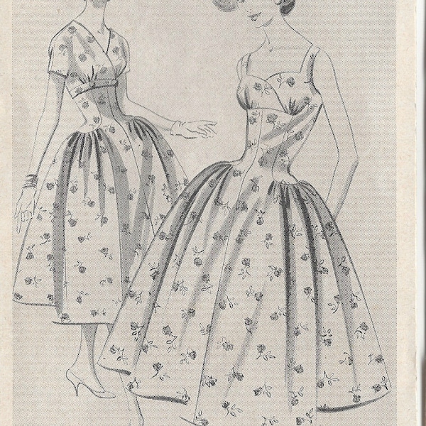 1957 Vintage Sewing Pattern DRESS B36" (R447)   By Bestway D3395