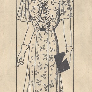 1930s Vintage Sewing Pattern DRESS B48" (R317) MARIAN MARTIN 9764