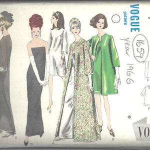 1966 Vintage VOGUE Sewing Pattern B38&quot; Evening DRESS & COAT (1659) Vogue 6908