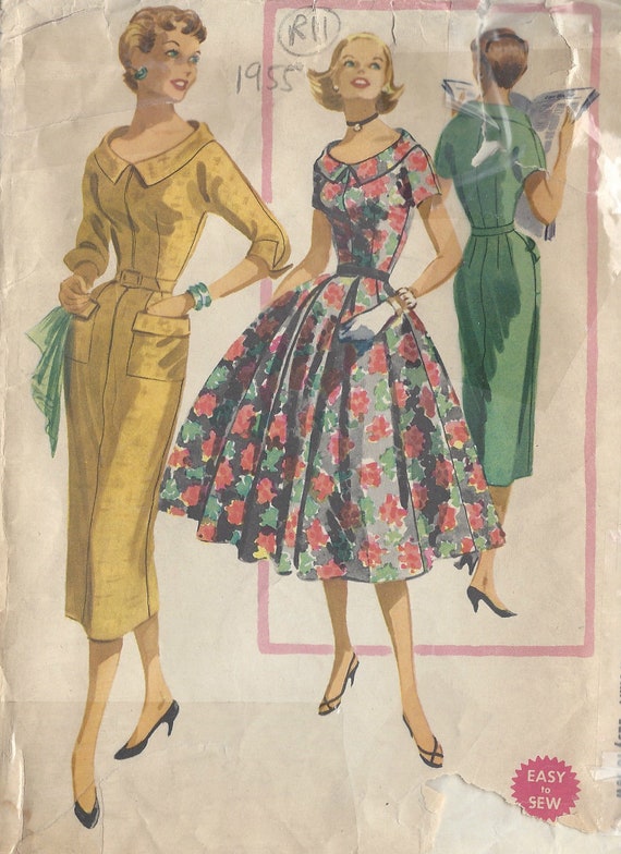 slim fit dress slacks 1950s Australian Home Journal Magazine & 3 Dress Patterns Aug 1955 Siz –  Vintage4me2 main image 0
