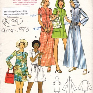 1973 Vintage Sewing Pattern B36″ COVER UP DRESS and Tote Bag (2199)  Butterick 3152