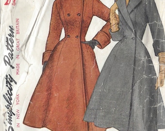 1952 Vintage Sewing Pattern COAT B33 (R313) Simplicity 4090