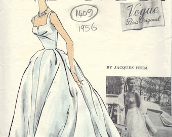 1956 Vintage VOGUE Sewing Pattern B36 DRESS Evening GOWN (1409)  Jacques Heim  Vogue 1343