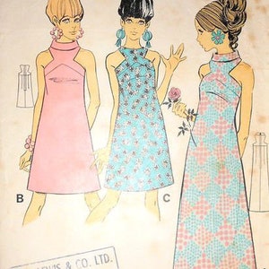 Patrón de costura vintage de la década de 1960 B36&quot; VESTIDO (1625) Por Le Roy Weldons 8670 Barbara 8 Hulanicki (Biba)