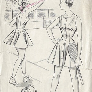 1950s Vintage Sewing Pattern B34″ TENNIS DRESS (1237) By Le Roy 2183