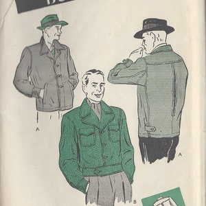 1940s Vintage Schnittmuster Herrenjacke C38″ (R267) von Butterick 3327